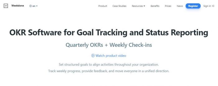 Weekdone: OKR software for goal tracking and status reporting